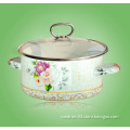 Enamel Stock Pot with Glass Lid and Steel Handle